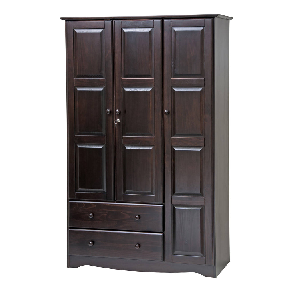 Solid Wood 3-Door Wardrobe with Lock I89153