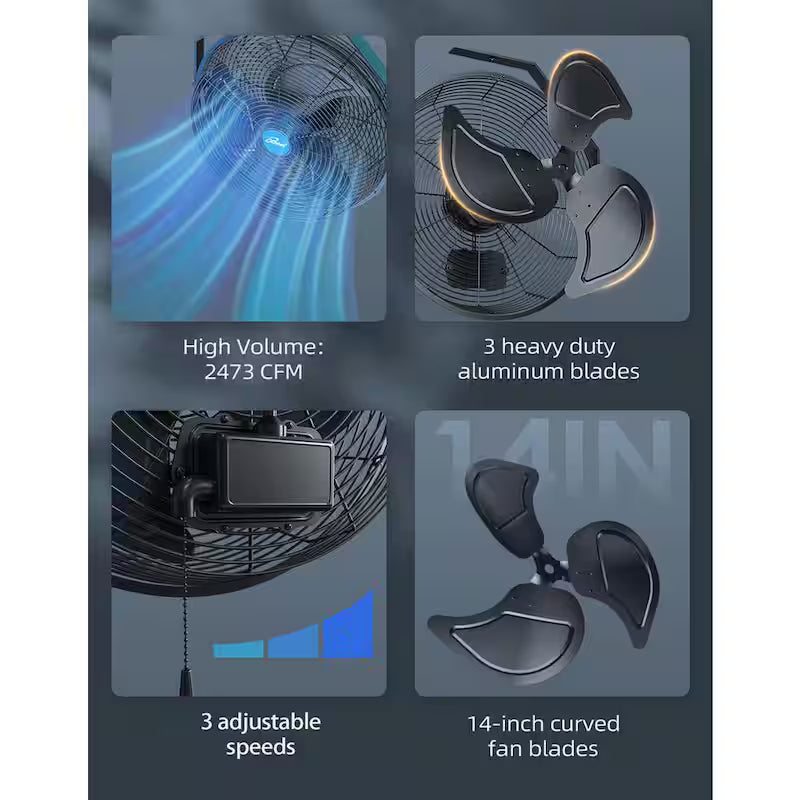 14 in. 3 Speed Wall Mount Outdoor Waterproof Fan J21703