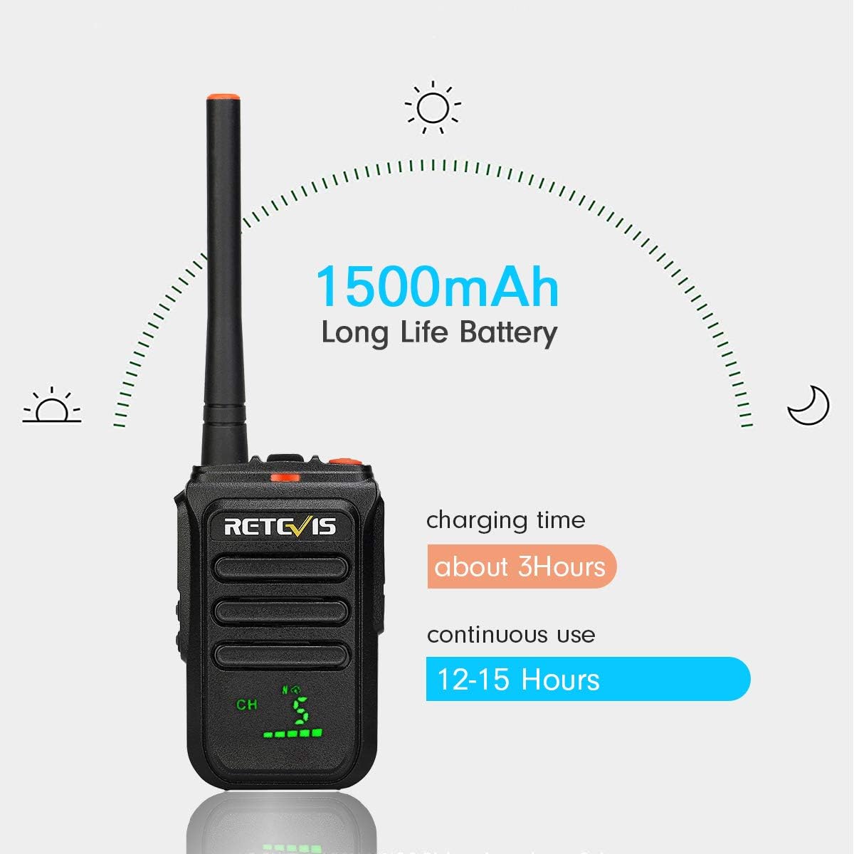 MURS Radio Walkie Talkies Rechargeable 1500mAh 2 Pack W445