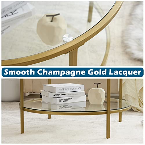 Round Glass Coffee Table with Storage C9090