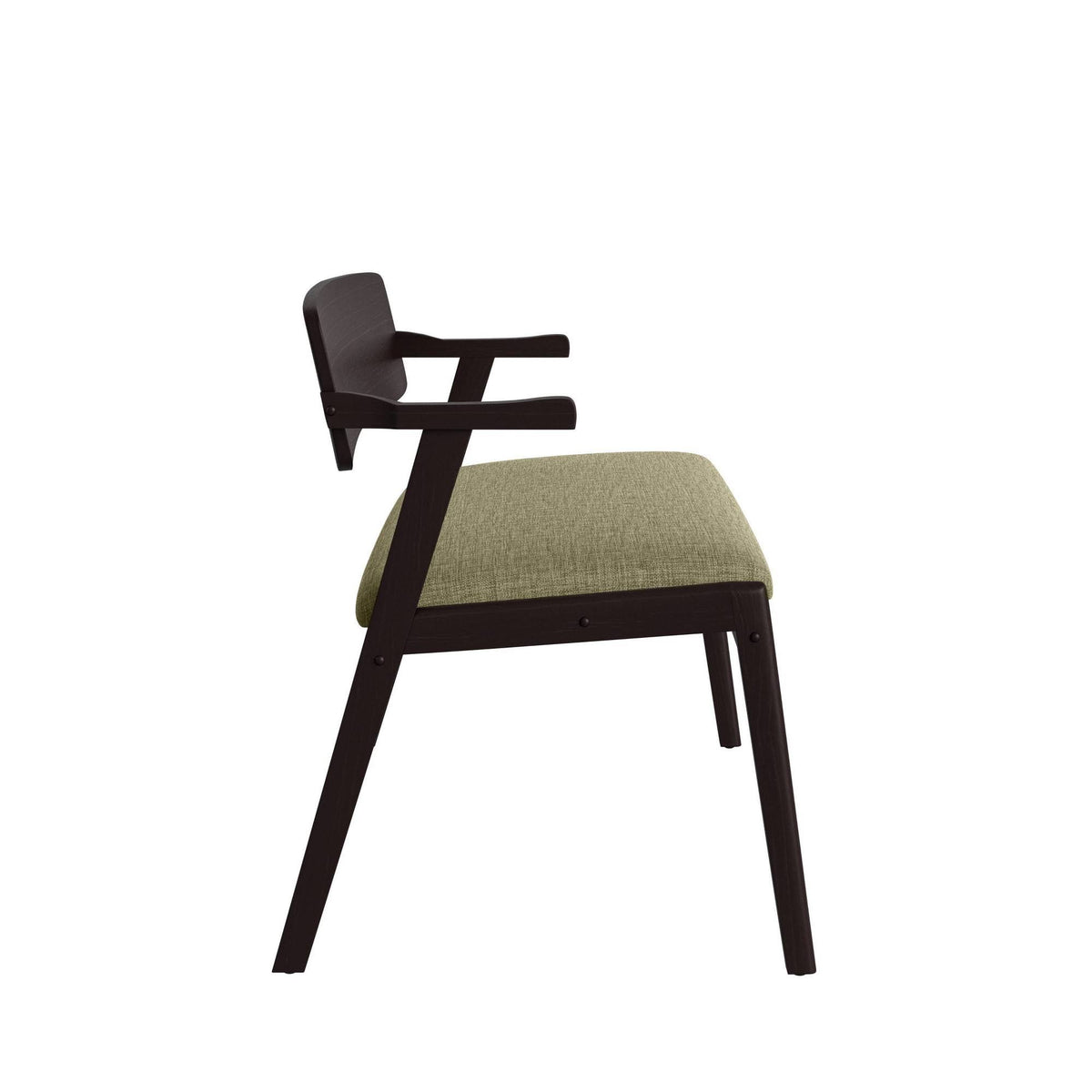 Tan Arm Dining Bench with Espresso Wood Back H16245