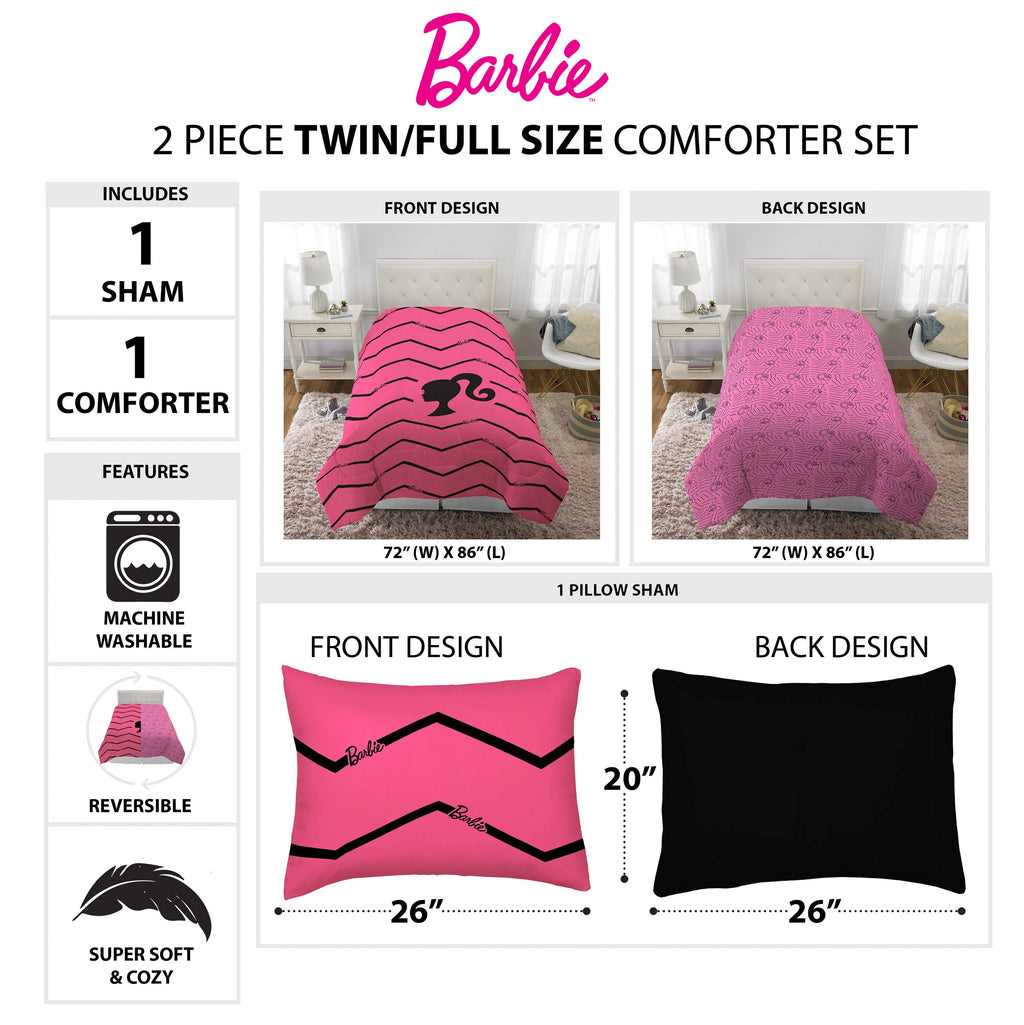 Pink Chevron Microfiber Twin Full Comforter Set E57120