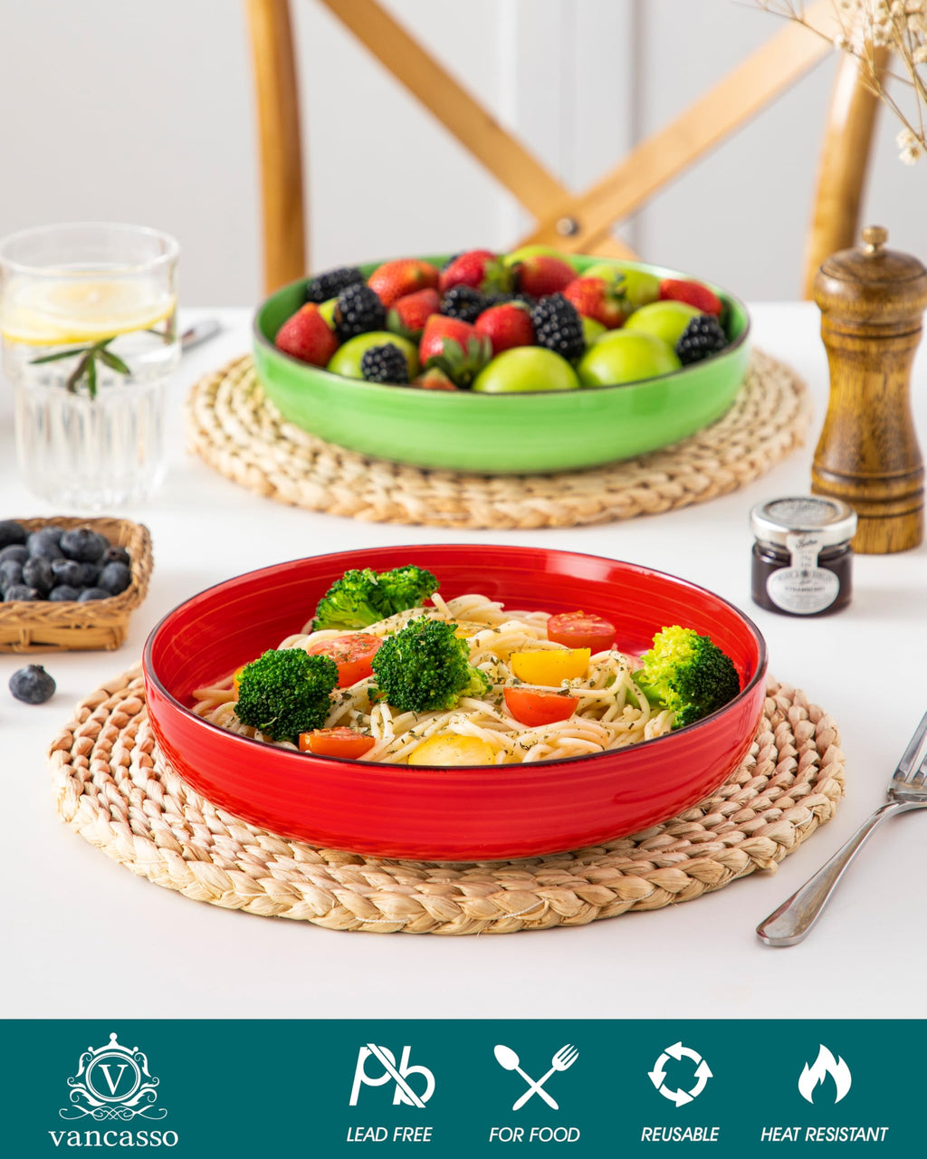 46 oz Ceramic Pasta Bowls Set of 4 H303231