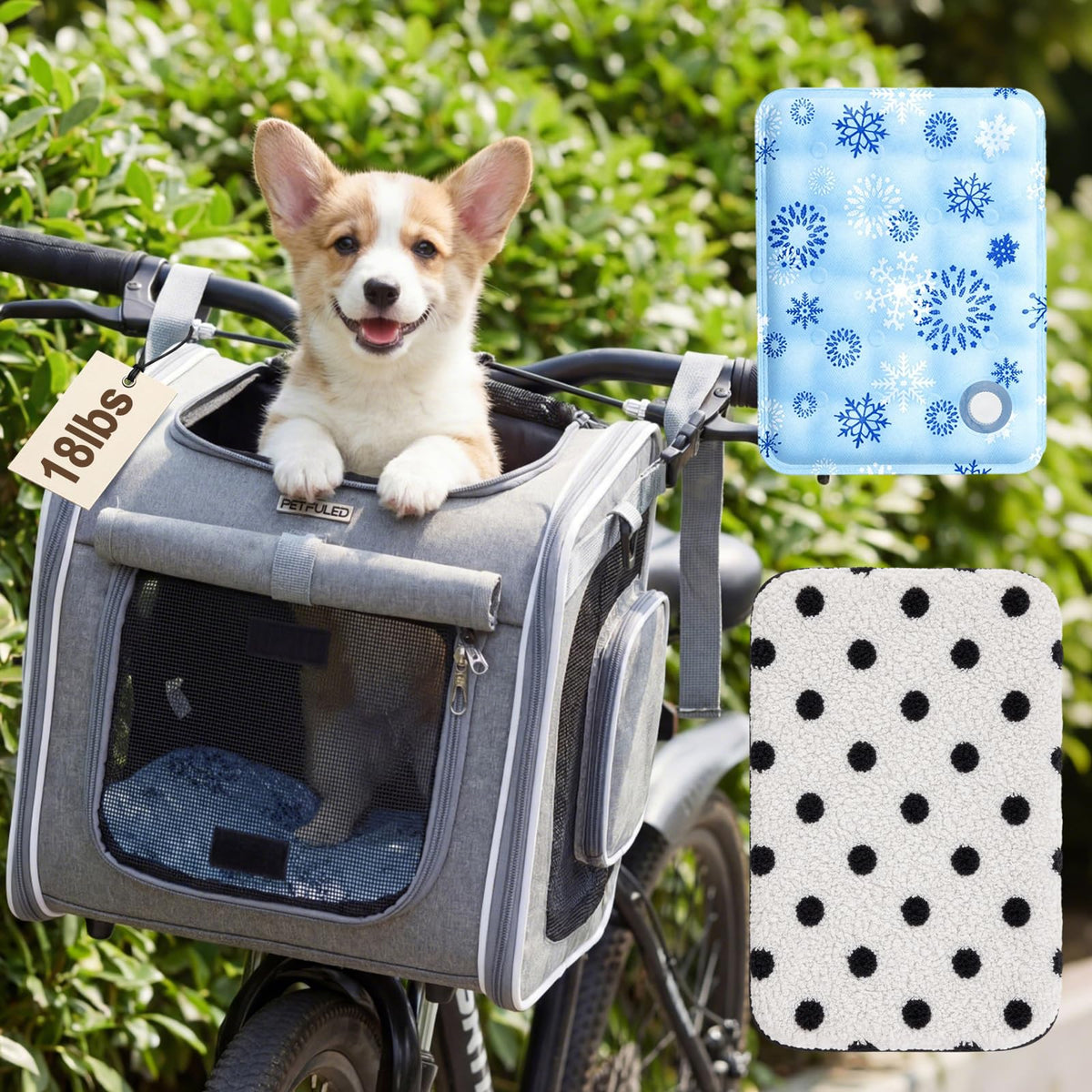 Dog Bike Basket for Small Dogs up to 8 kg, Gray K517562