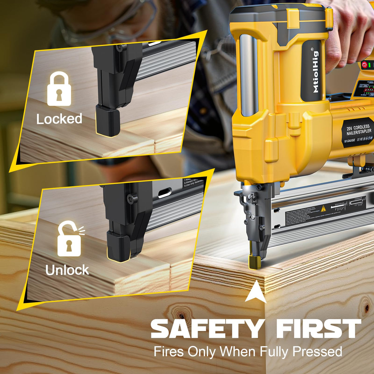 Cordless 2" Brad Nailer, 18 Gauge 2-in-1 Nail Gun/Staple Gun L2696