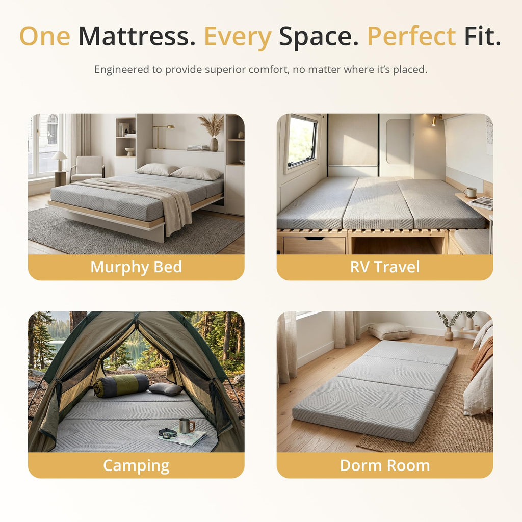 4 Inch Tri-Fold Gel Memory Foam Mattress K618547