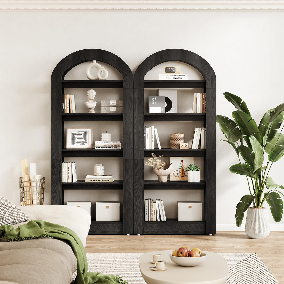 5-Tier Arch-Shaped Wooden Bookshelf Y47023