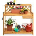 Wooden Potting Bench with Cabinet Drawer Y81294