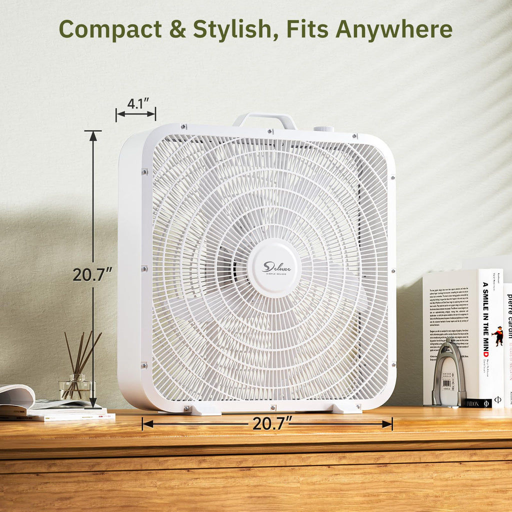 20” White 3-Speed Box Fan with Carry Handle P73265
