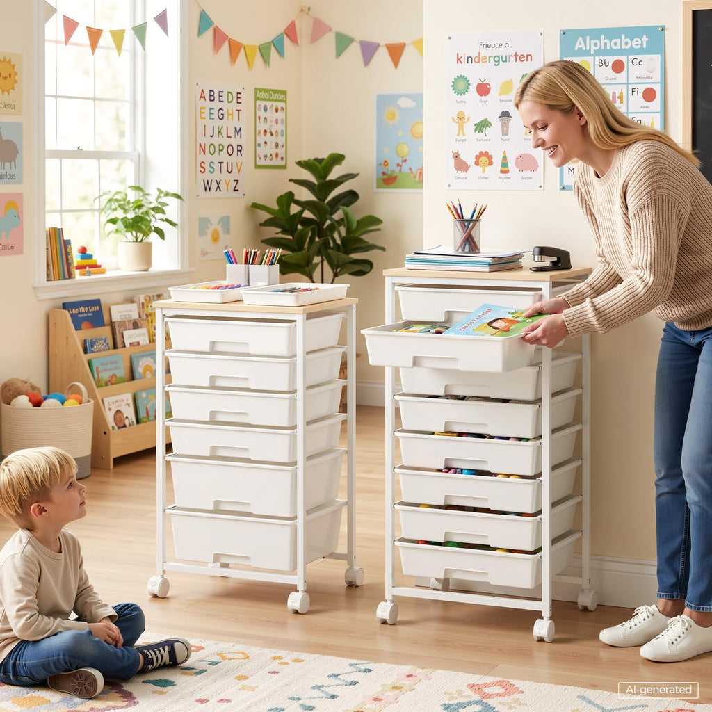Rolling Storage Cart with 6 Drawers Y78516