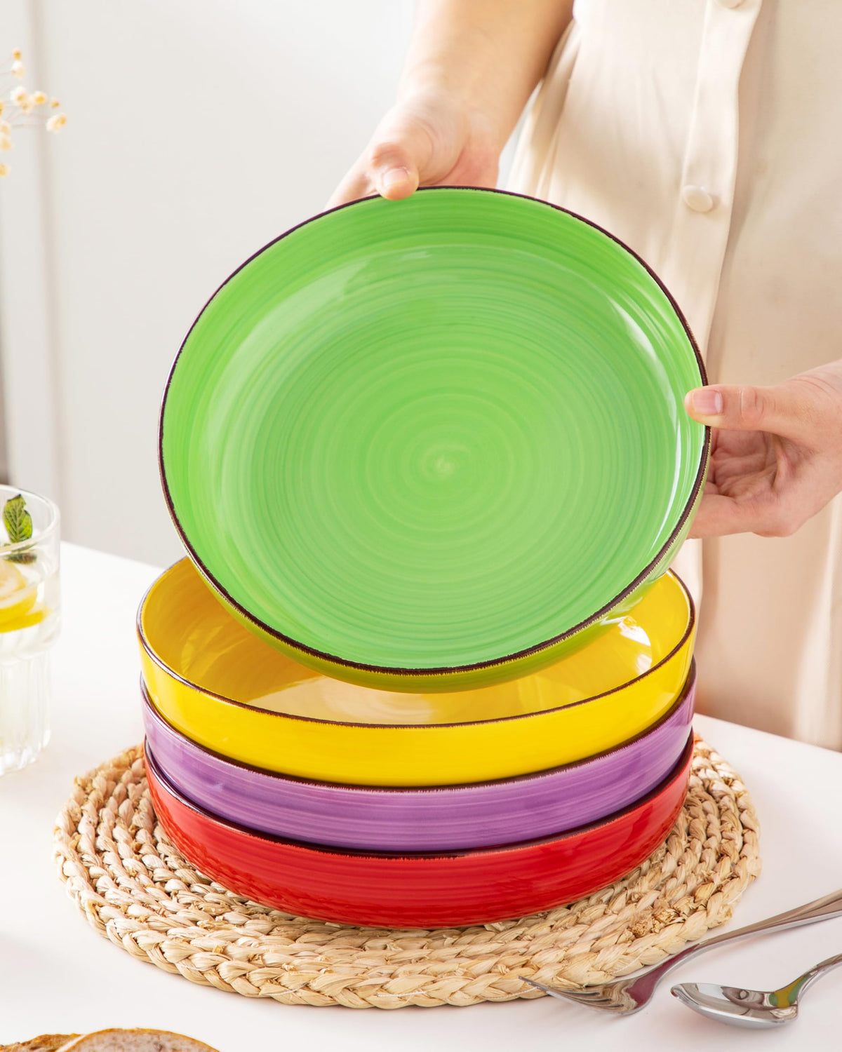 46 oz Ceramic Pasta Bowls Set of 4 H303231