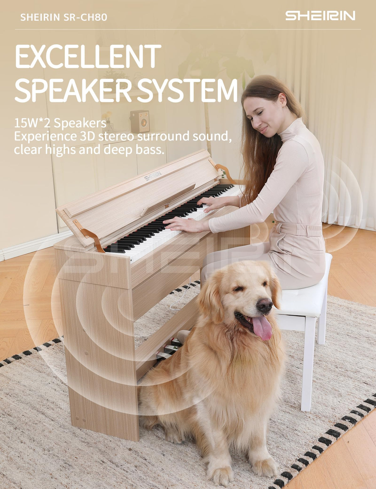 88 Key Weighted Digital Piano with Stand Cover Pedal H26020