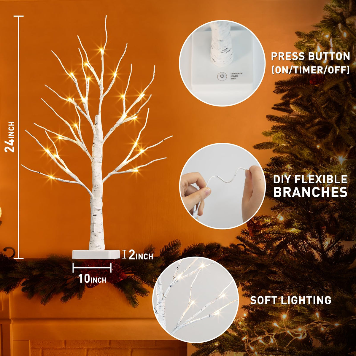 Lighted Birch Tree with LED Lights and Timer X10702