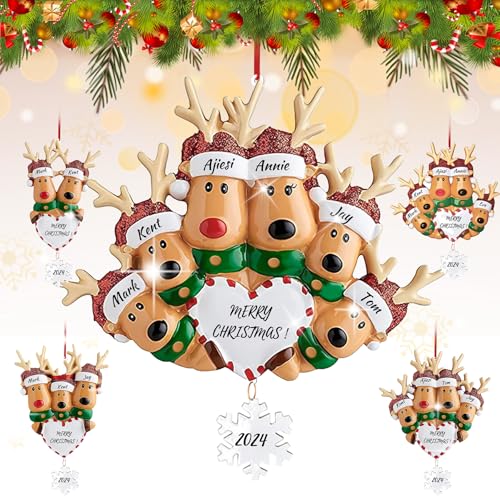 Reindeer Christmas Ornaments 3D Resin Family of 4 O463348