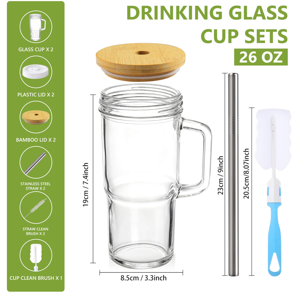 24oz Glass Tumbler with Lid & Straw 2-Pack I535