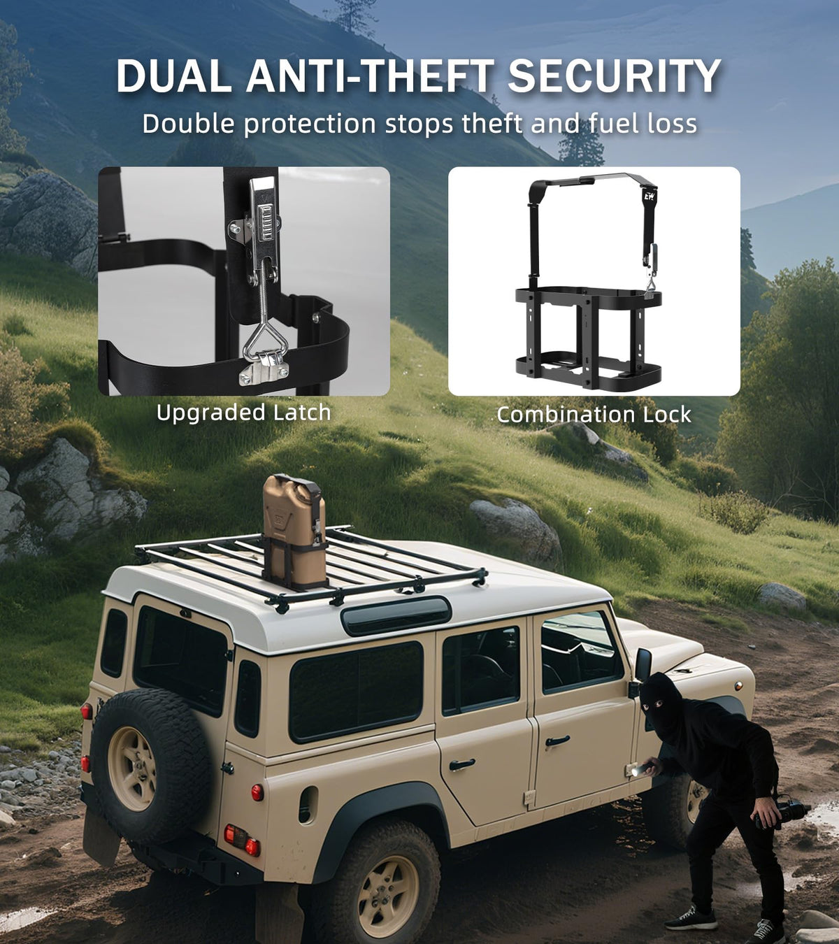5 Gallon Water Container Mount Holder with Combination Lock E959
