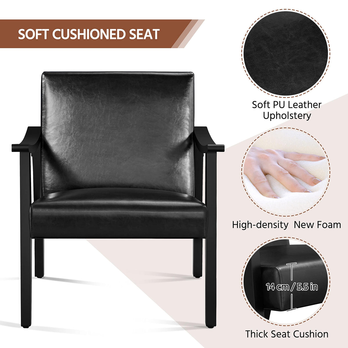 Black Faux Leather Accent Chairs O687222