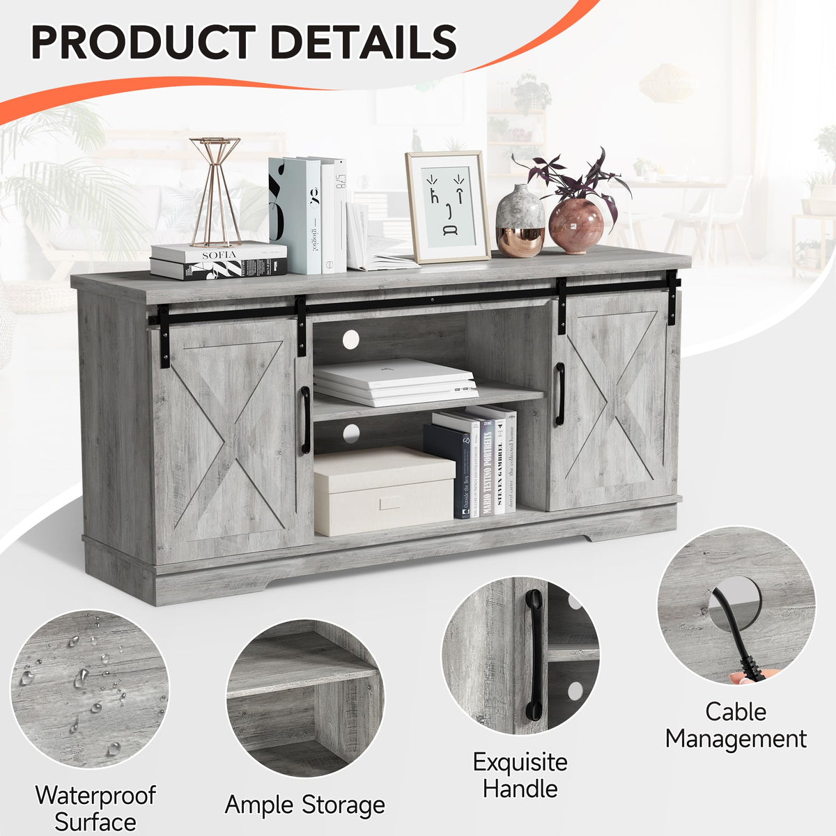 Farmhouse TV Stand for 65 Inch TV Y46238