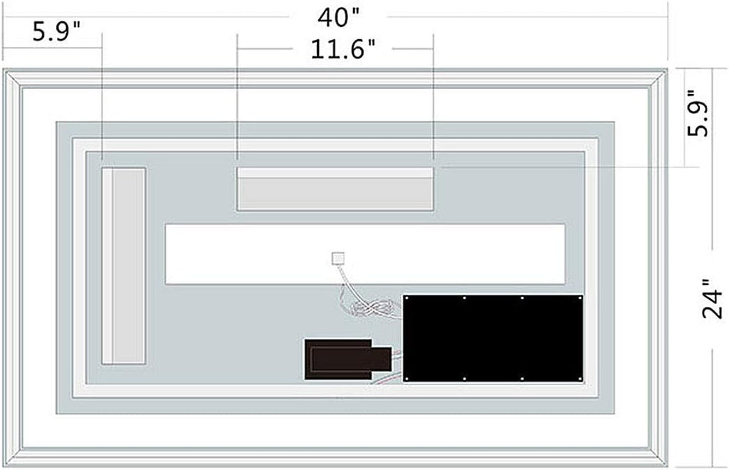 60 x 36 Inch Illuminated LED Bathroom Mirror with Smart Button, Anti Fog, Dimmable, Bluetooth Speakers W399099