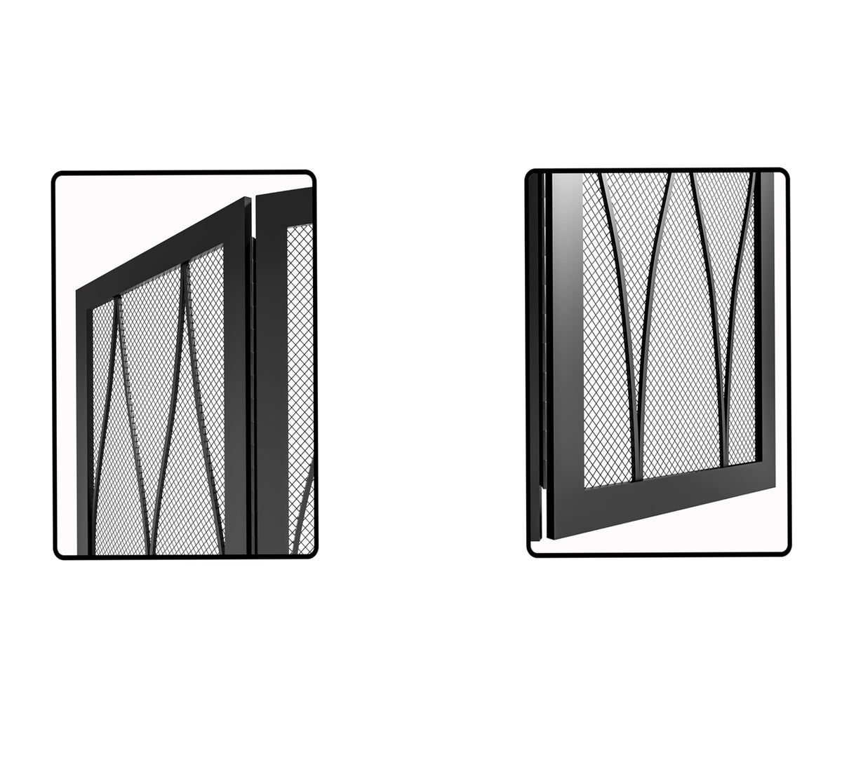 Childproof 3-Panel Wrought Iron Fireplace Screen R713