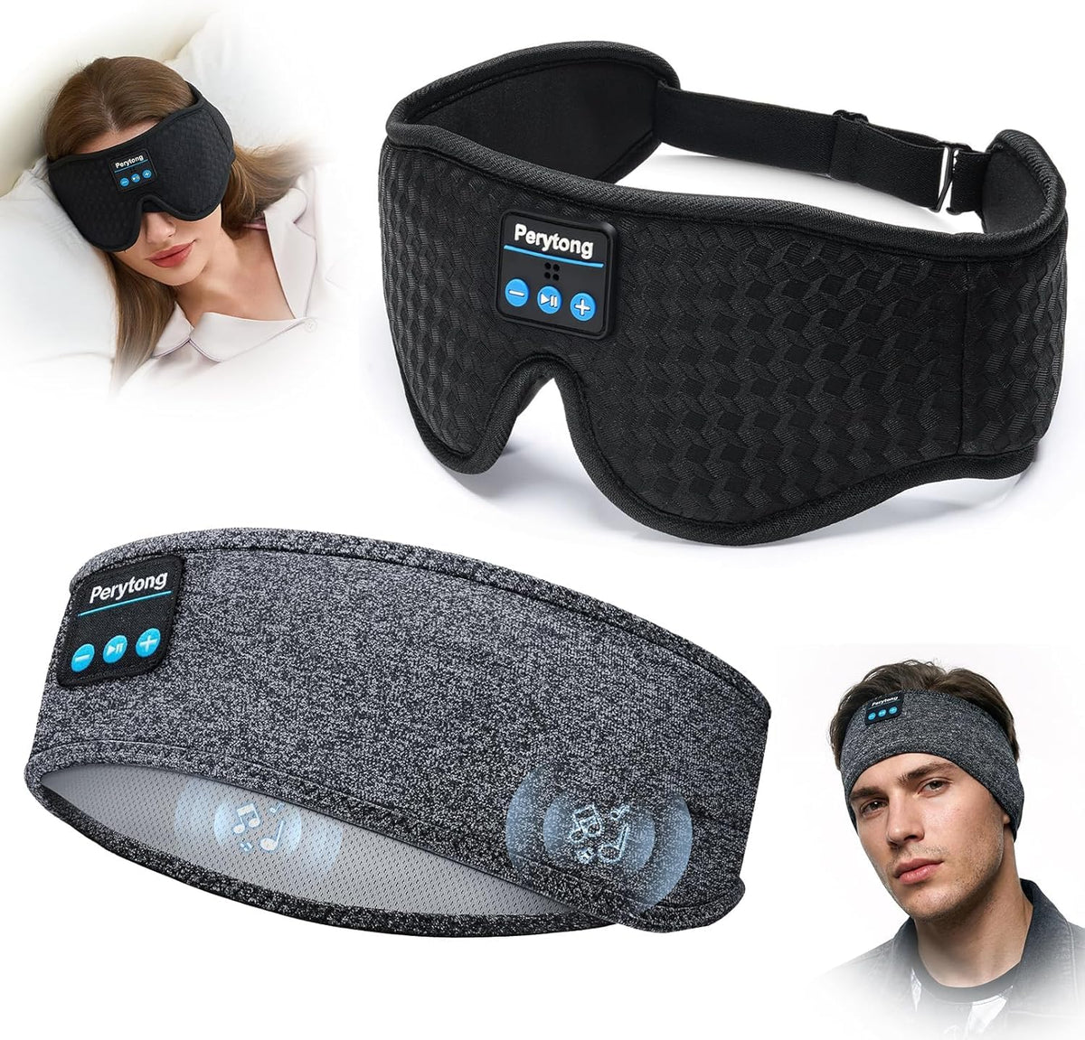 2 Pack Bluetooth Sleep Mask and Headband Headphones Set A864