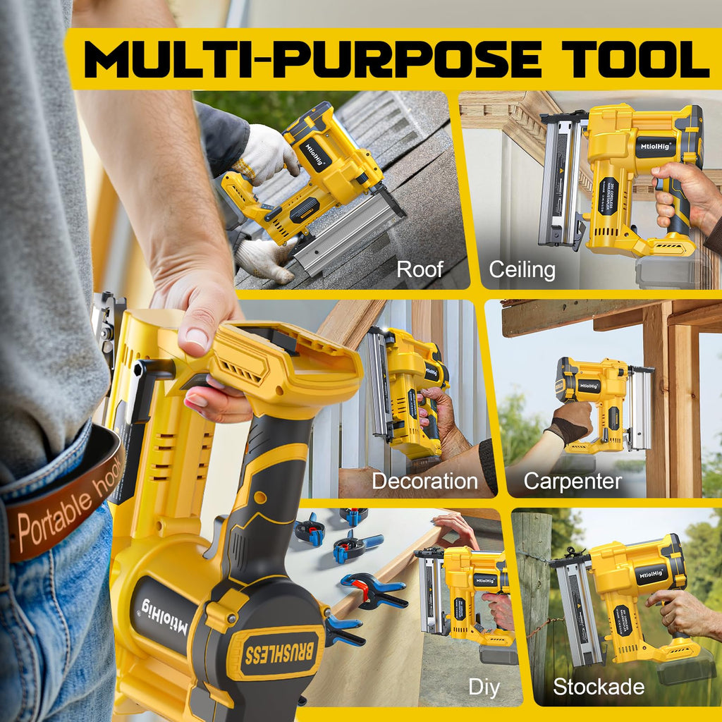 Cordless 2" Brad Nailer, 18 Gauge 2-in-1 Nail Gun/Staple Gun L2696