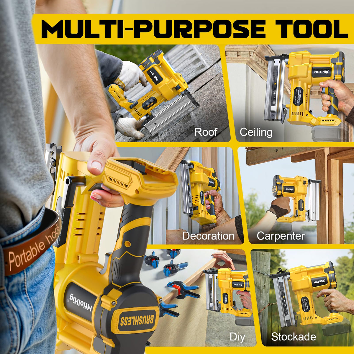Cordless 2" Brad Nailer, 18 Gauge 2-in-1 Nail Gun/Staple Gun L2696