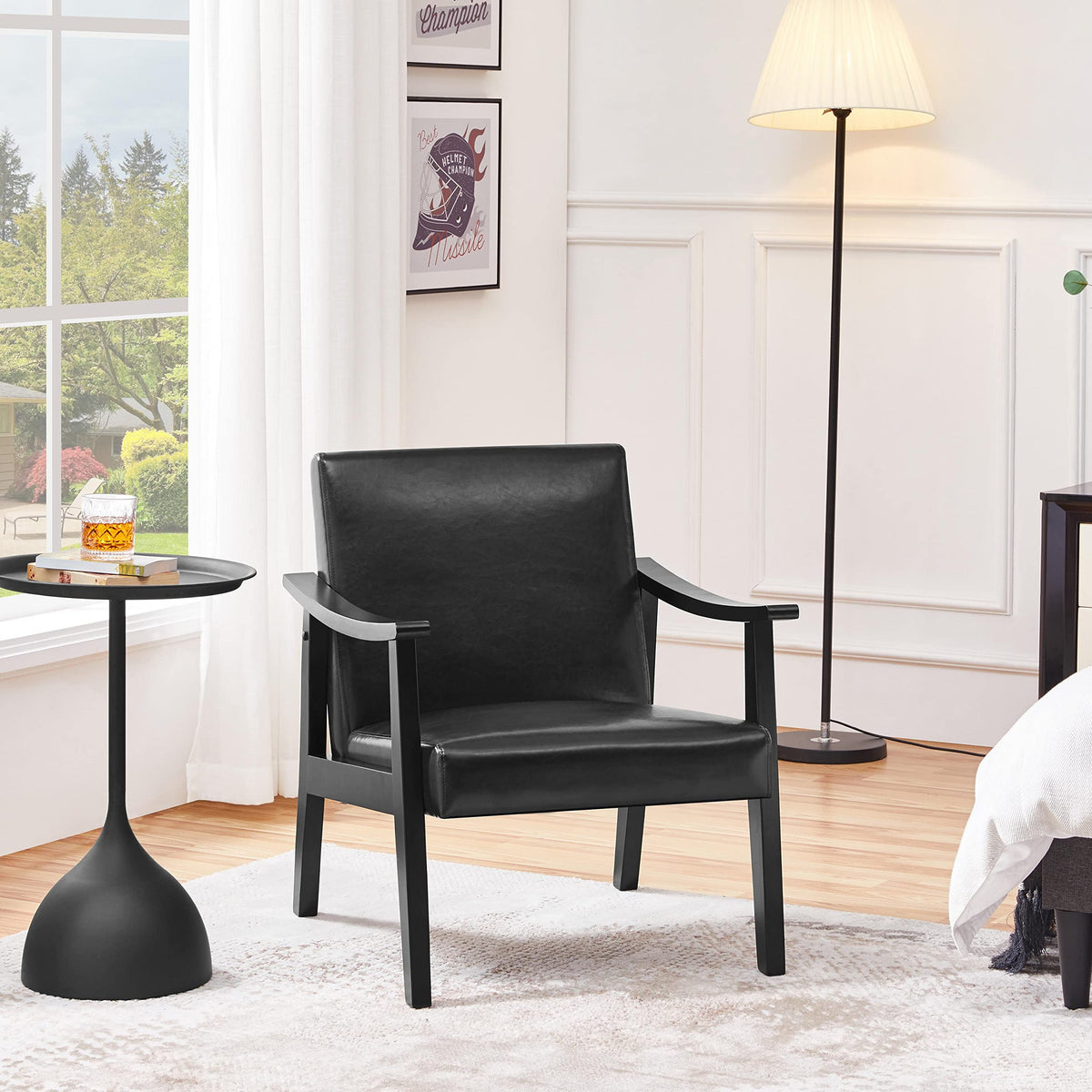 Black Faux Leather Accent Chairs O687222