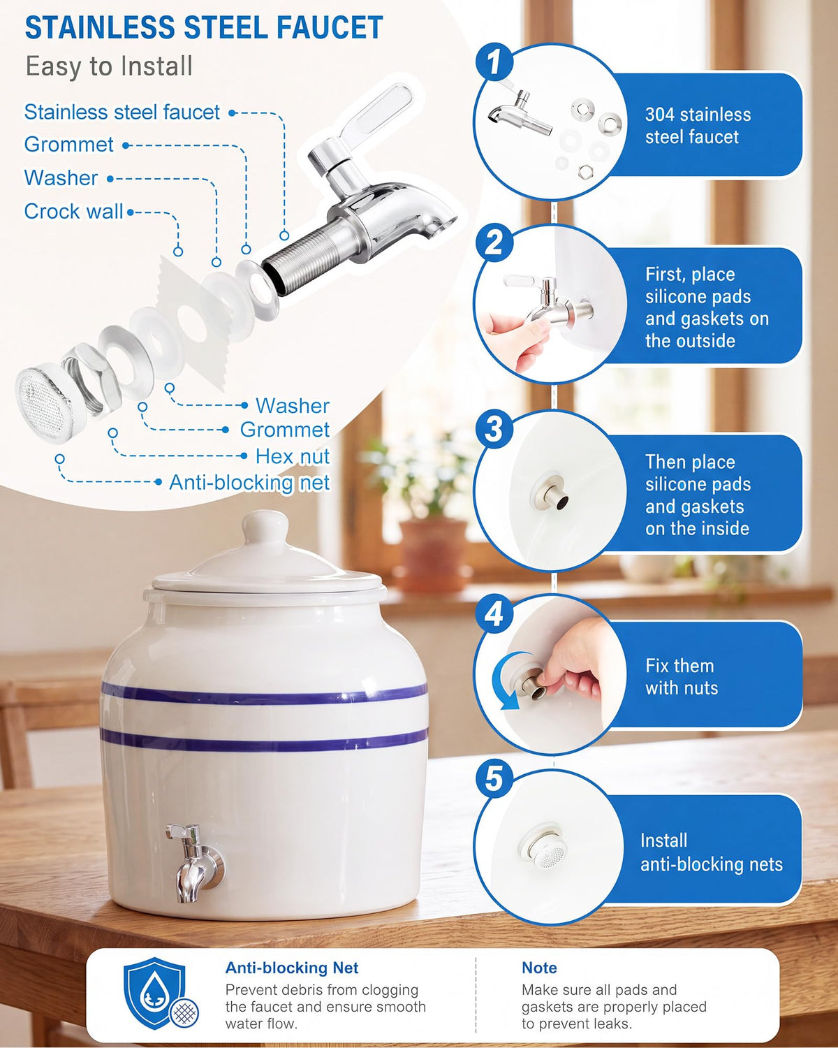 3-Tier 5 Gallon Ceramic Water Jug Holder A440764