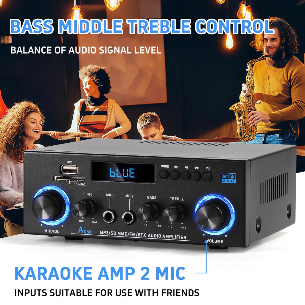 Bluetooth 5.0 2 Channel 400W Stereo Amplifier D57774
