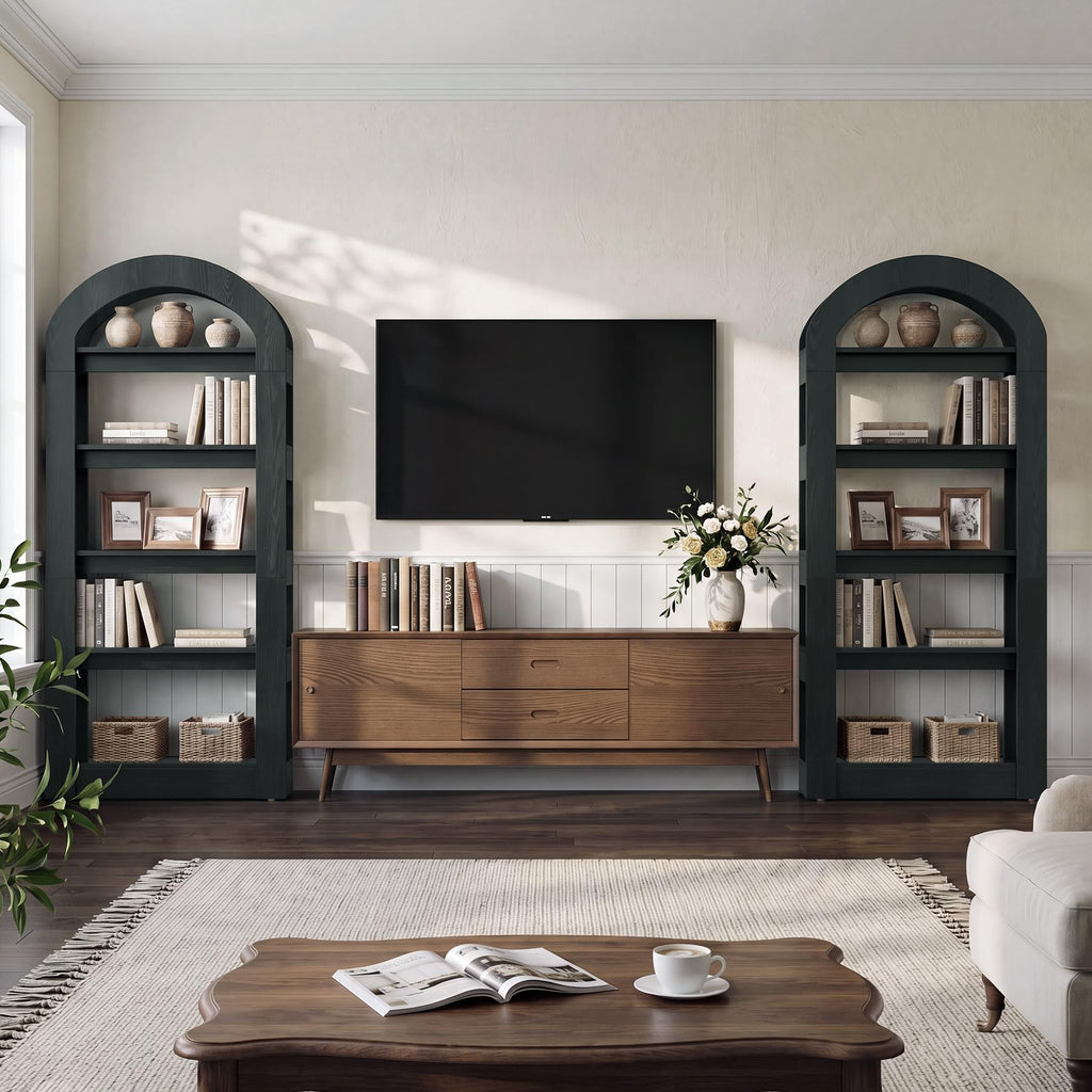5-Tier Arch-Shaped Wooden Bookshelf Y47023