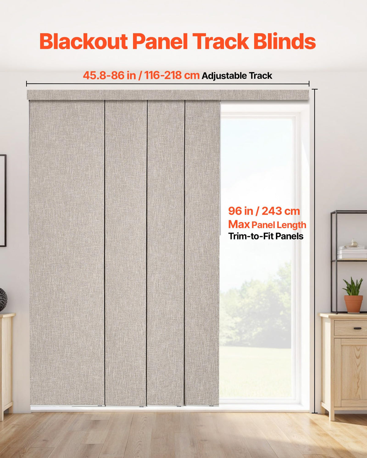 Brown Blackout Panel Track Blinds S525920