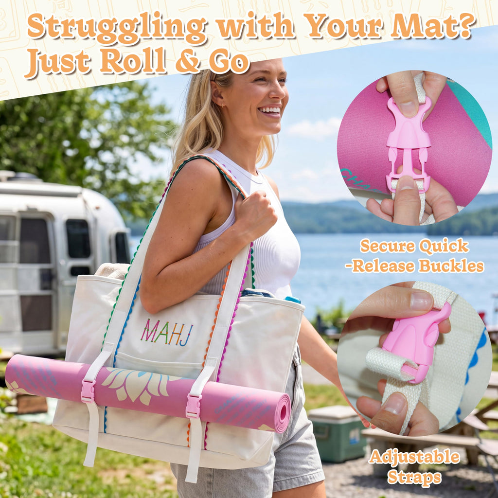 3 Pcs Canvas Mahjong Bag Set A299602