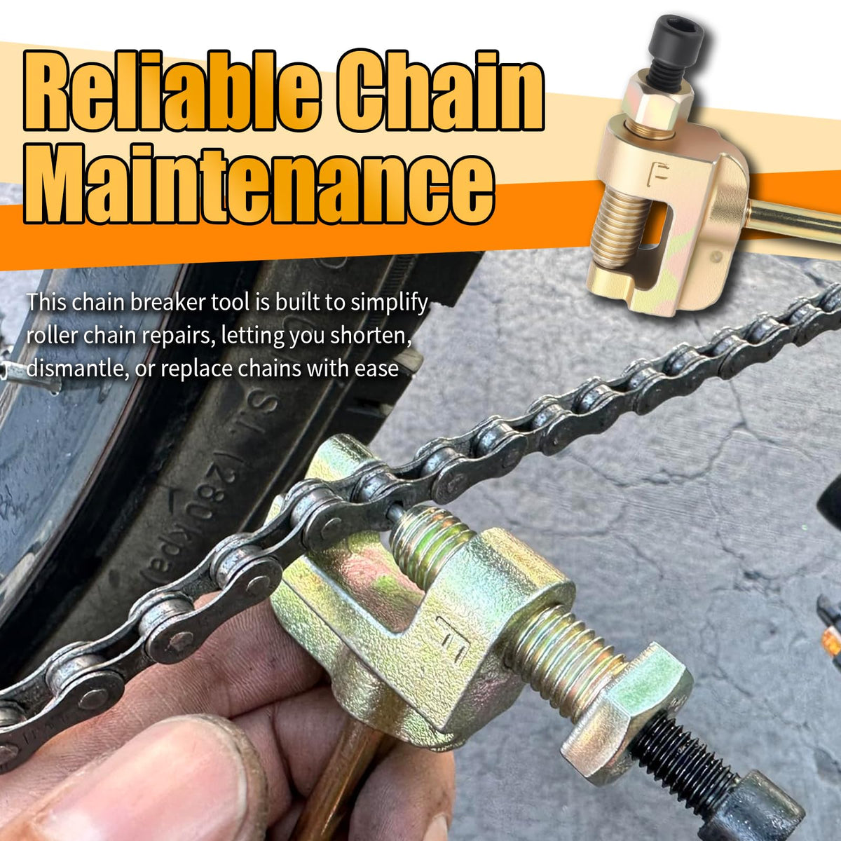Heavy Duty Motorcycle Chain Breaker Tool Kit Y389