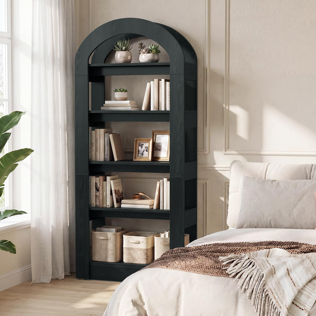 5-Tier Arch-Shaped Wooden Bookshelf Y47023
