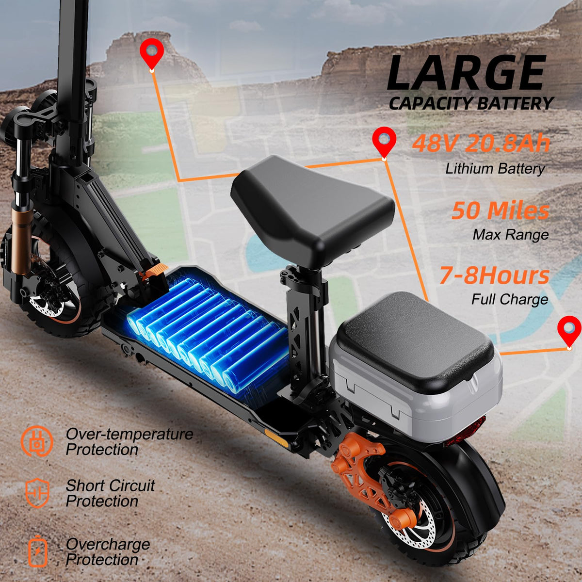 1200W Off Road Electric Scooter with Dual Suspension C116