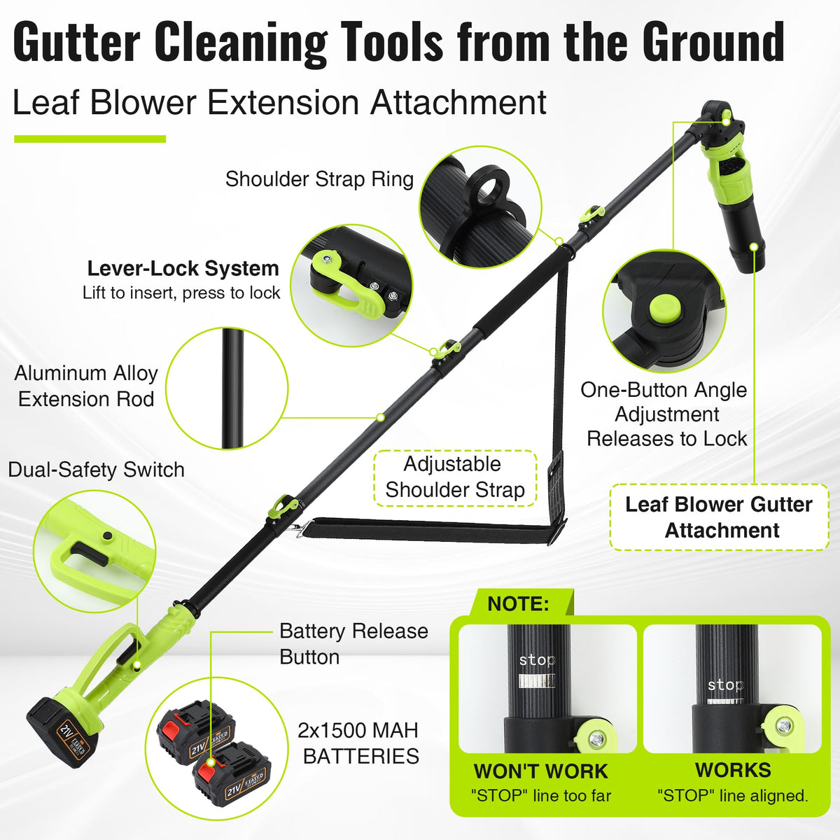 Cordless Leaf Blower with 2 Batteries 21V, 580CFM/180MPH P418284