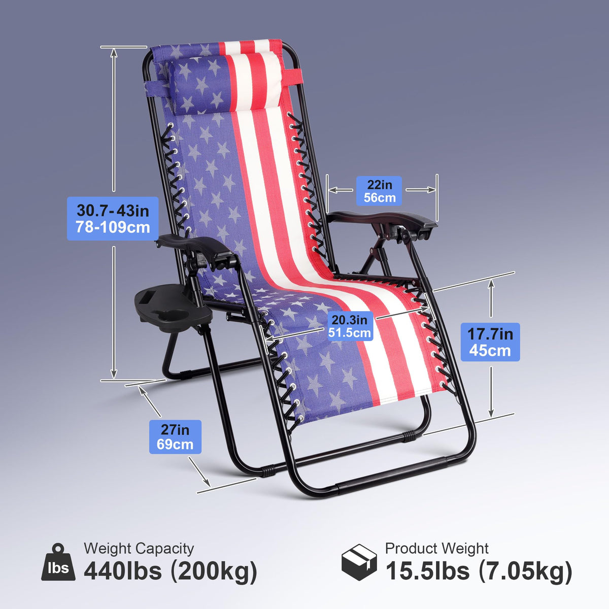 Set of 2 Adjustable Steel Mesh Zero Gravity Lounge Chairs with Pillows & Cup Holder Trays T86793