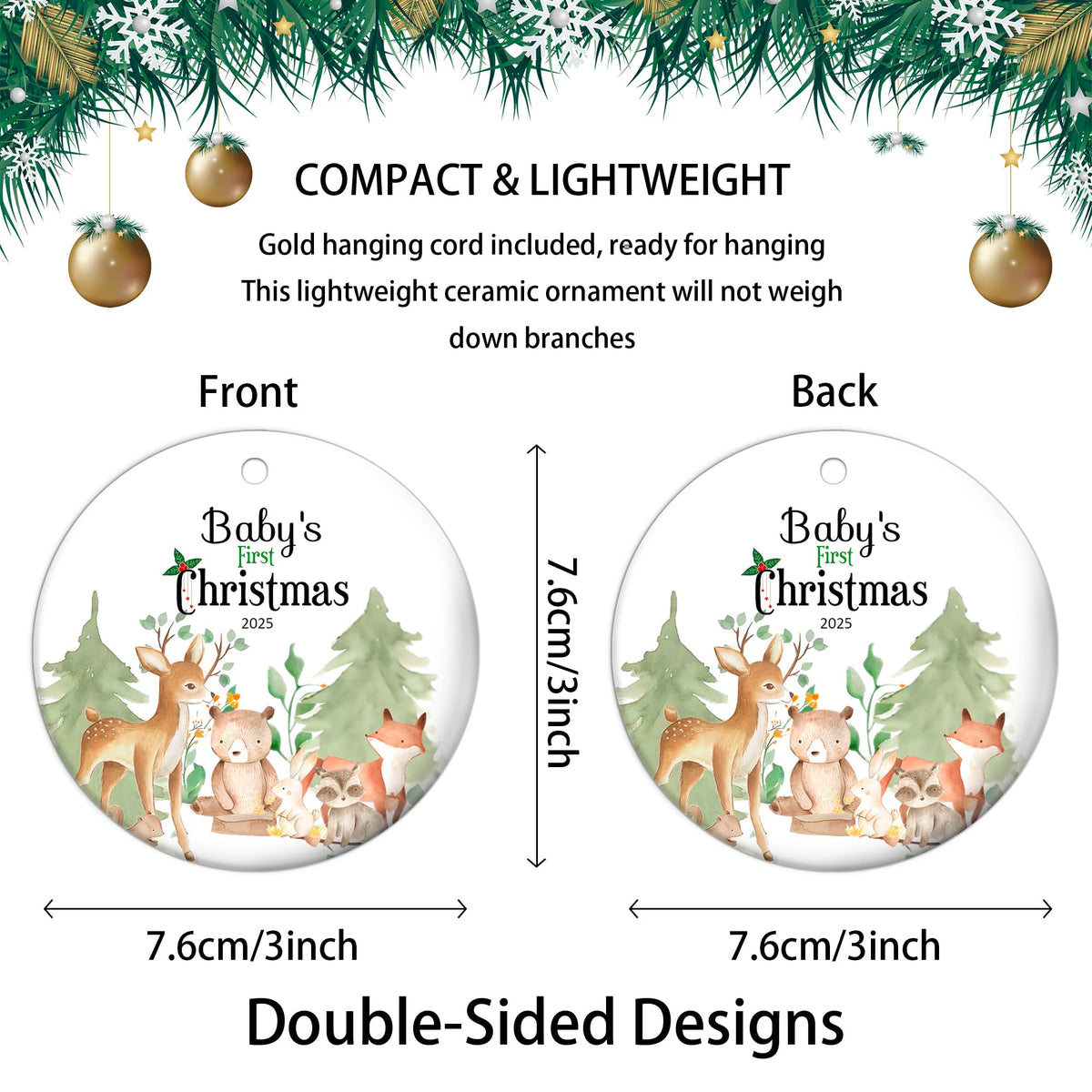 Baby's First Christmas Ornament 2025 Ceramic Decoration S480203