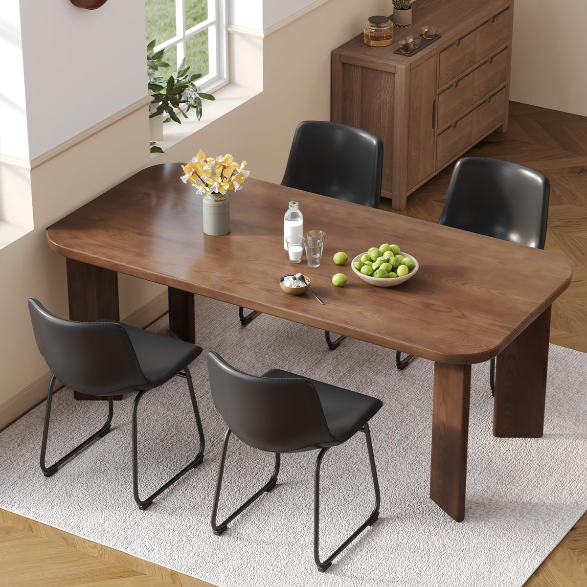 Black PU Leather Dining Chairs Set of 2 Y172860