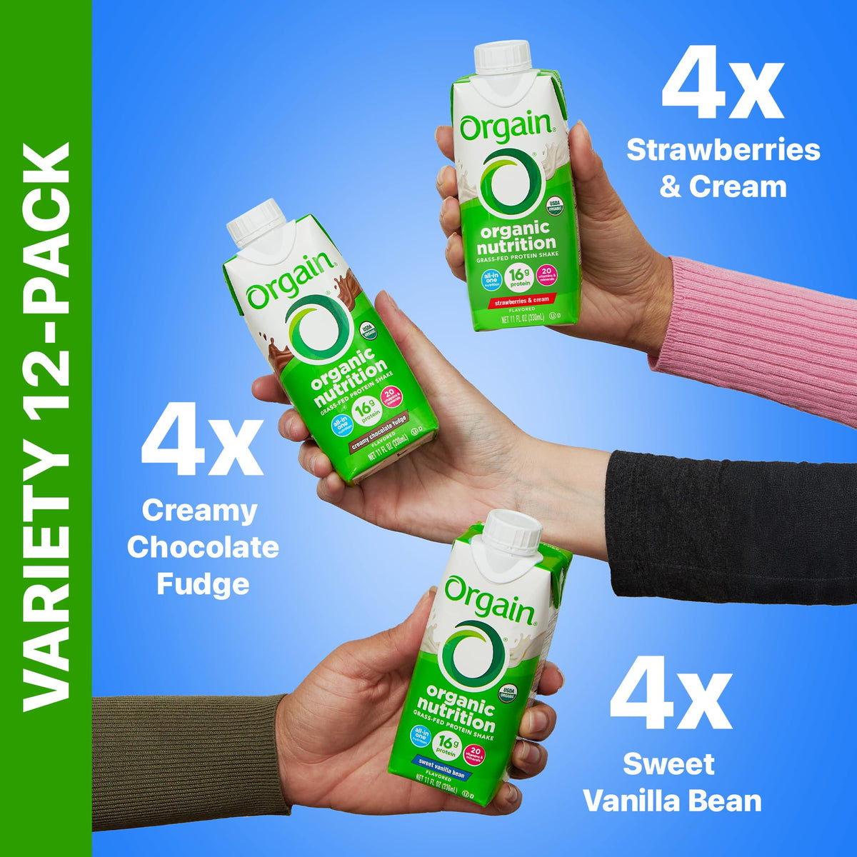 Organic Protein Shake, 16g Grass Fed Whey, 11 Fl Oz (12 Pack) L516784