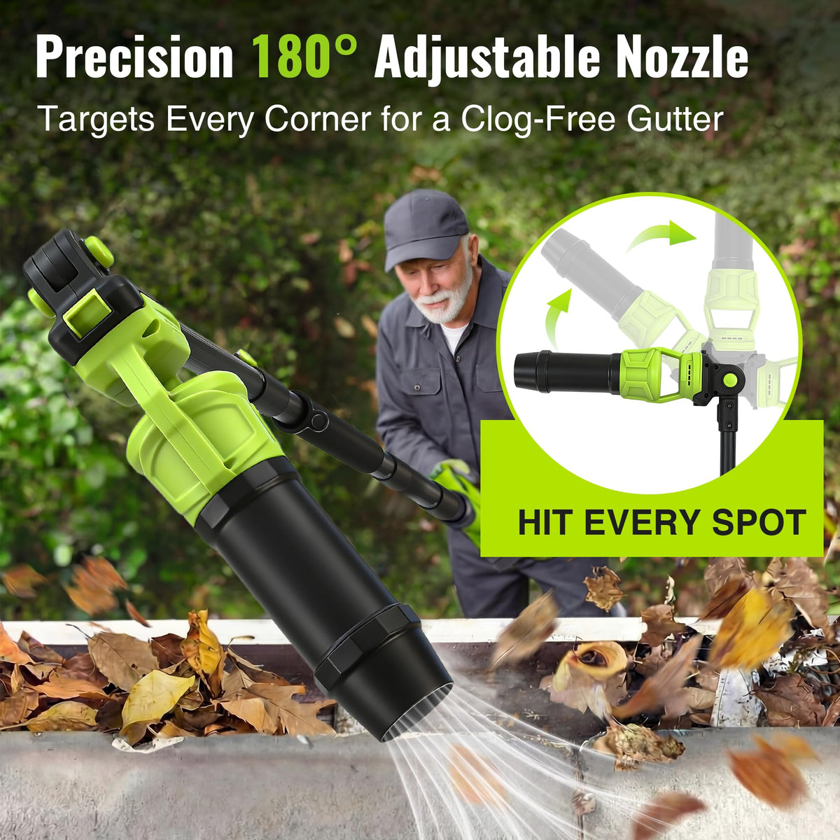 Cordless Leaf Blower with 2 Batteries 21V, 580CFM/180MPH P418284