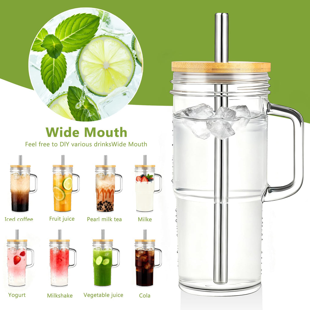 24oz Glass Tumbler with Lid & Straw 2-Pack I535
