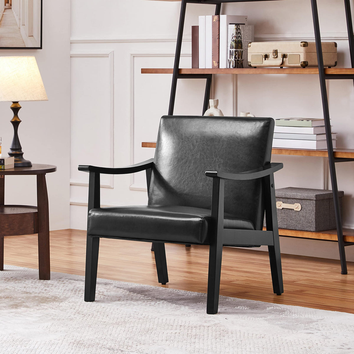 Black Faux Leather Accent Chairs O687222