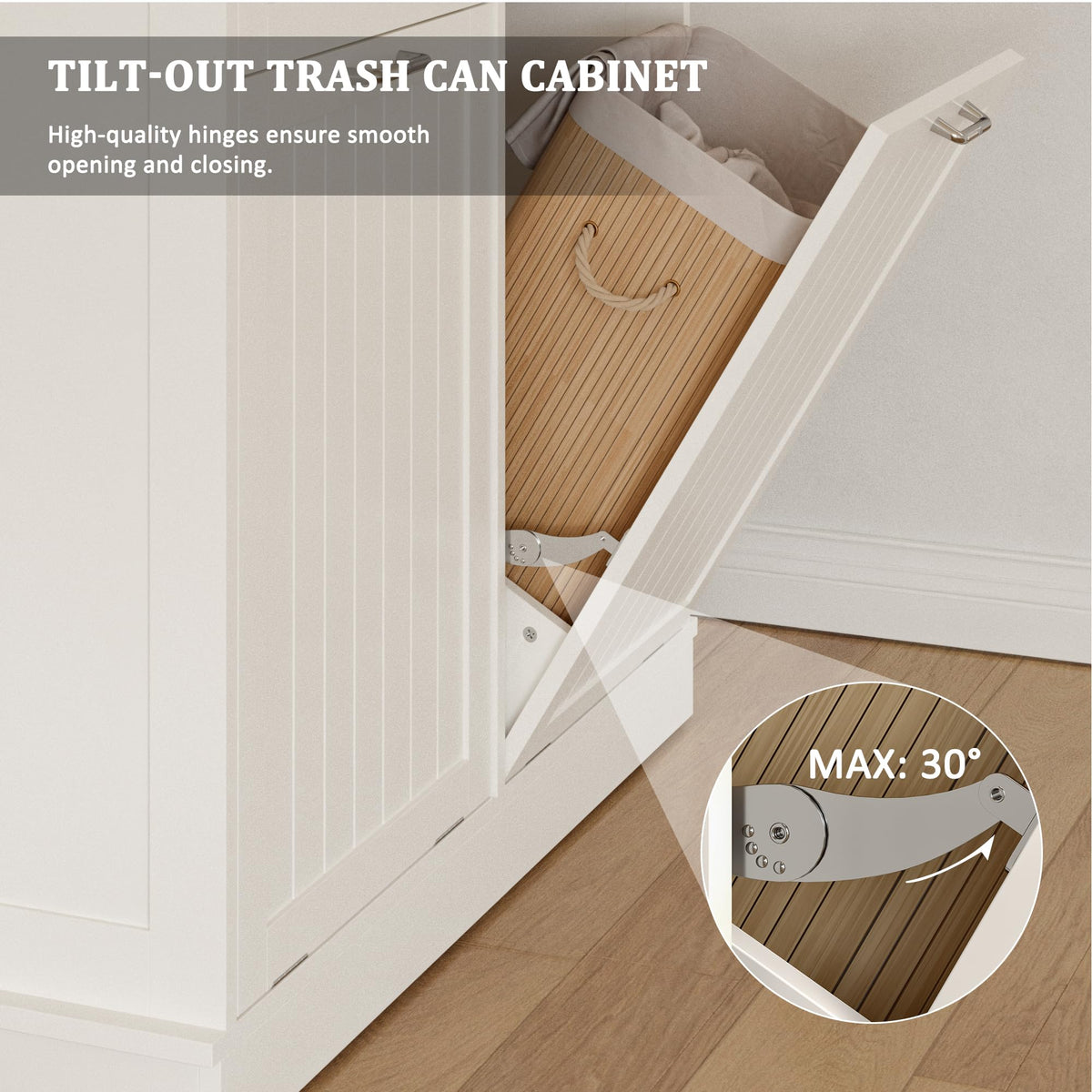 White Tilt Out Trash Can Cabinet N363341