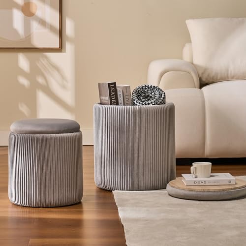 Set of 2 Upholstered Velvet Ottoman with Storage O80093