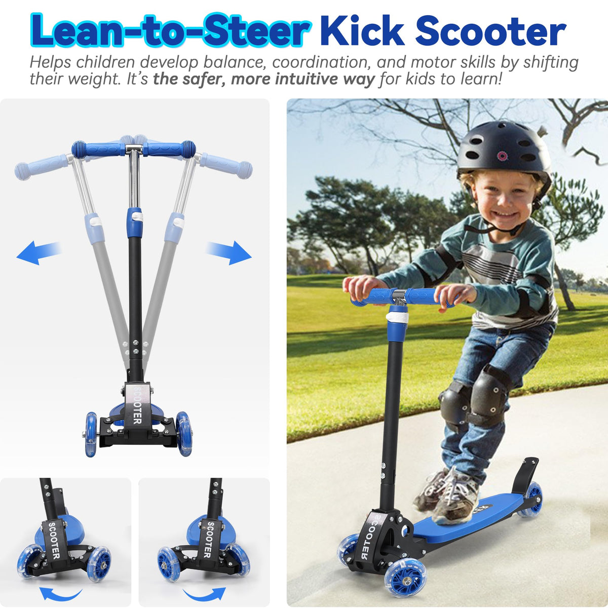 3 Wheel Kick Scooter with Extra-Wide Deck T931