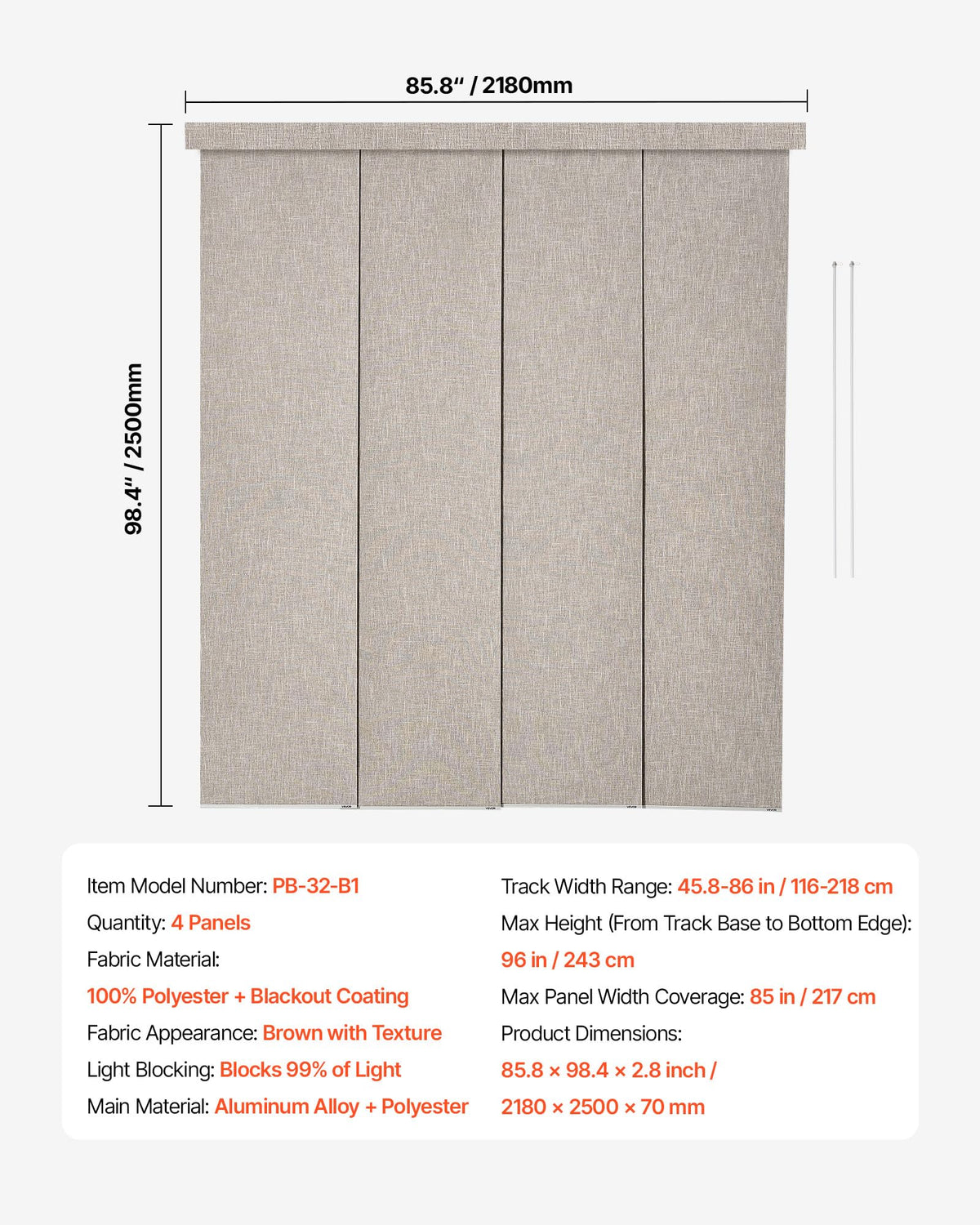 Brown Blackout Panel Track Blinds S525920