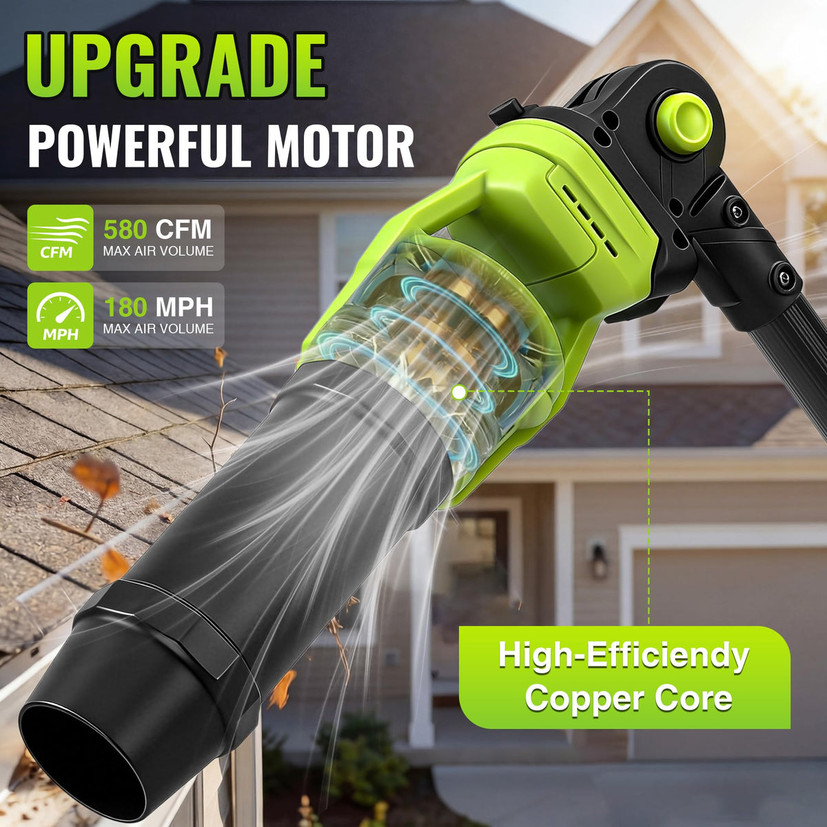 Cordless Leaf Blower with 2 Batteries 21V, 580CFM/180MPH P418284
