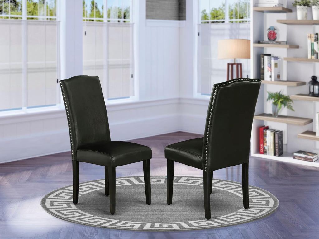 Black Faux Leather Padded Dining Chairs Set of 2 S20749